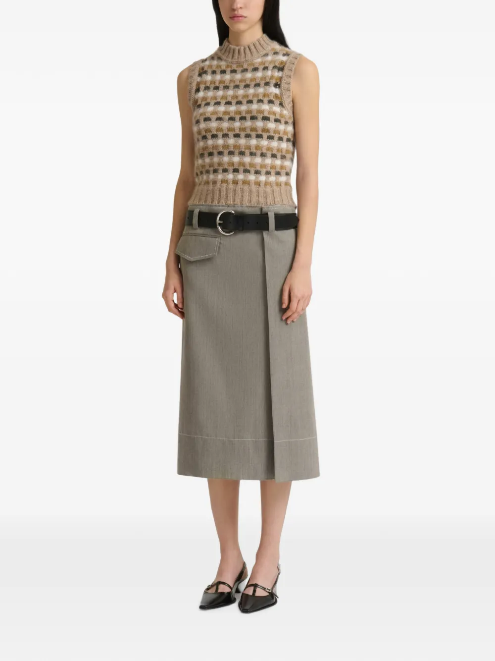 Marni gray wool midi skirt with pocket - Grigio