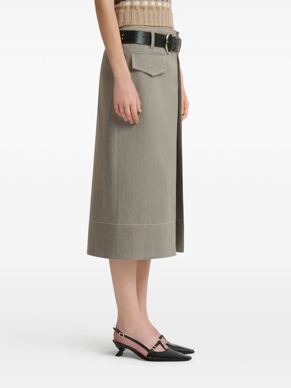Marni Wollen midi-rok met zak Grijs