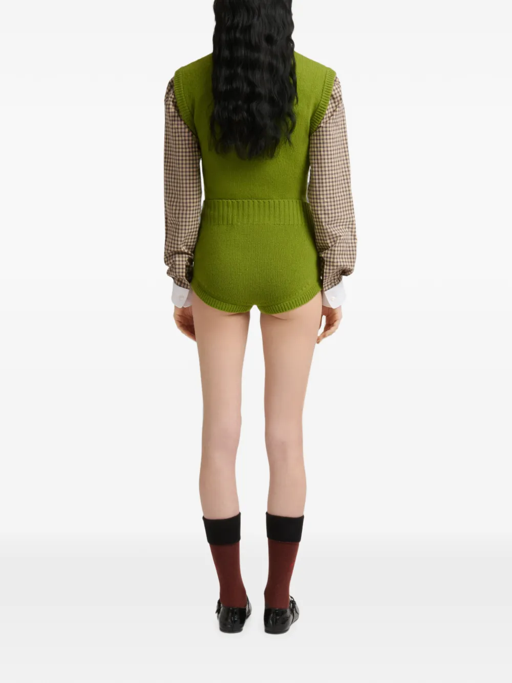 Marni Wol-kasjmier shorts met geborduurde bloemen Groen
