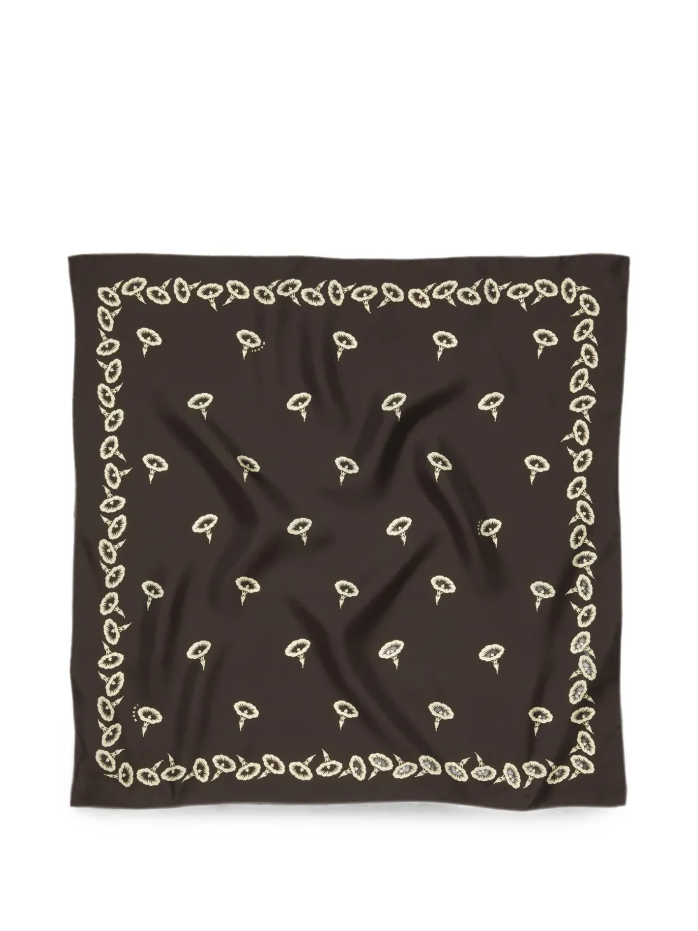 Marni brown silk foulard with floral print - Marrone