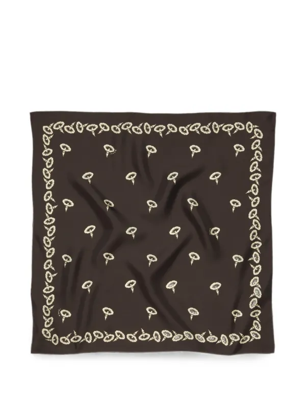 Marni Brown Silk Foulard with Floral Print