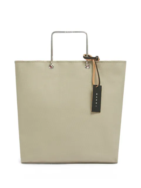 Marni beige canvas shopper with metal handles
