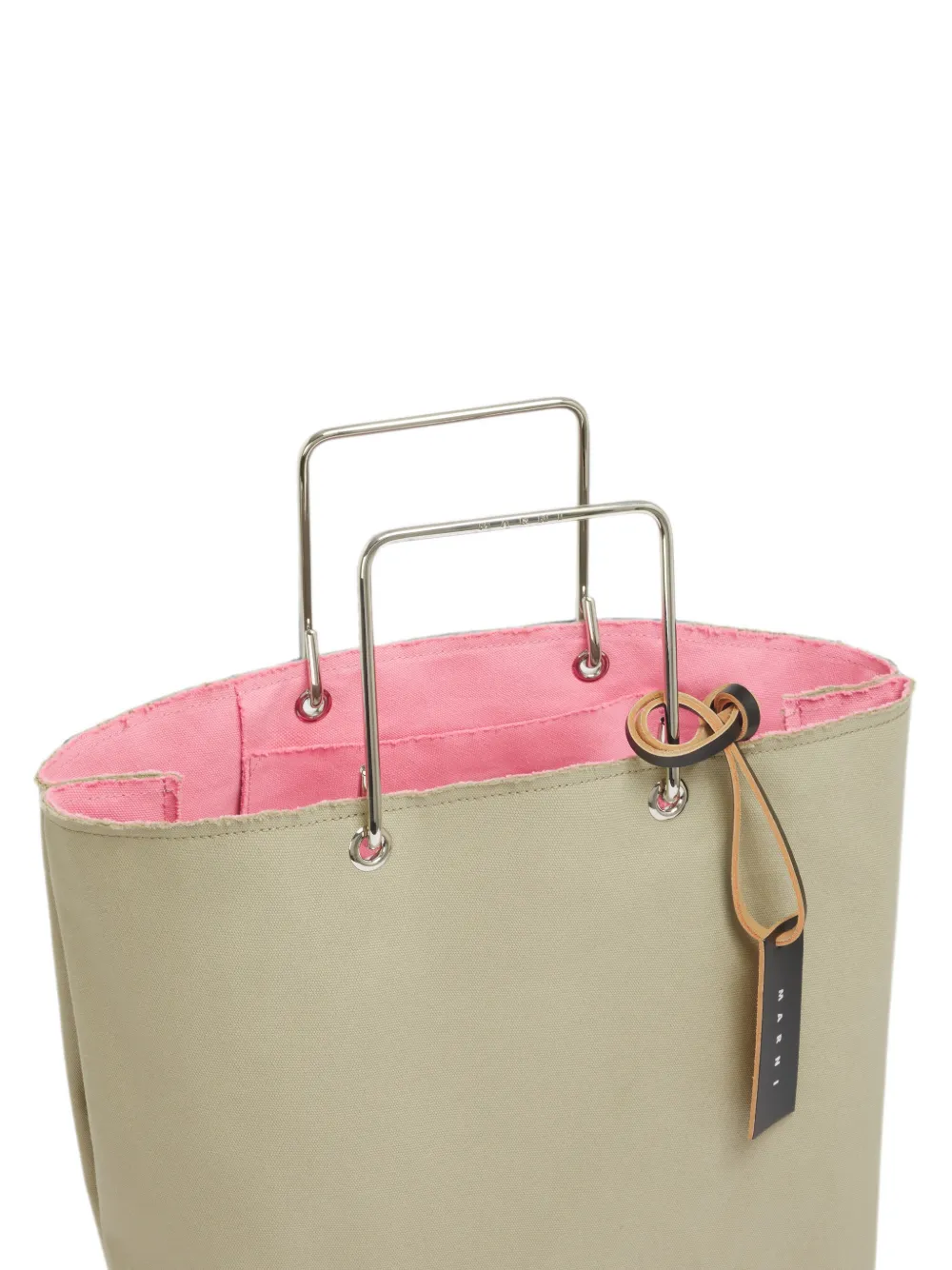 Marni Beige canvas shopper met metalen handvatten