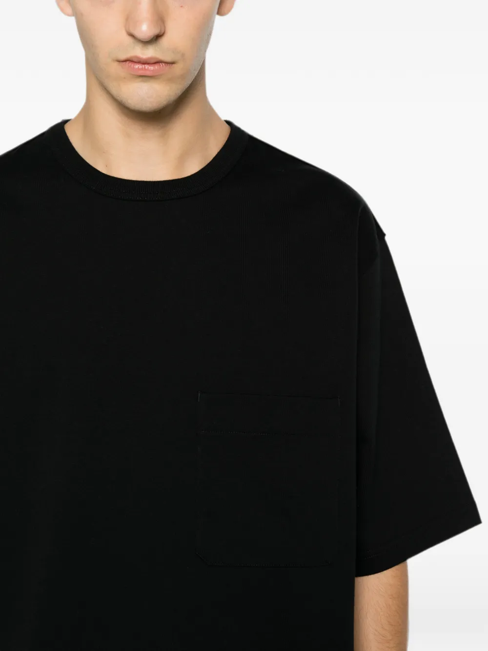 LEMAIRE Boxy T-shirt in Compact Cotton Jersey in Black, view 5