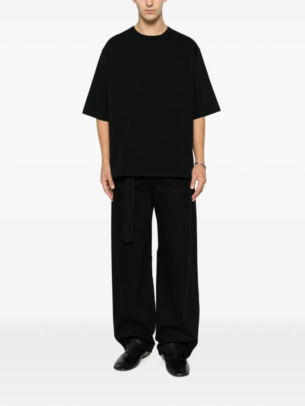 LEMAIRE Boxy T-shirt in Compact Cotton Jersey in Black, view 2