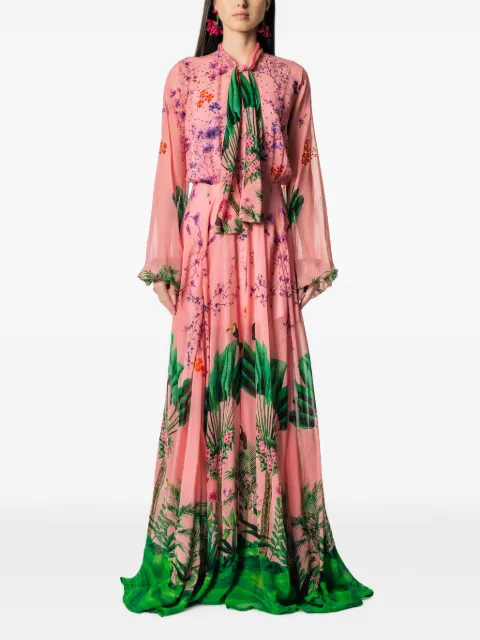 MIAU by Clara Rotescu floral-print pussy-bow maxi dress