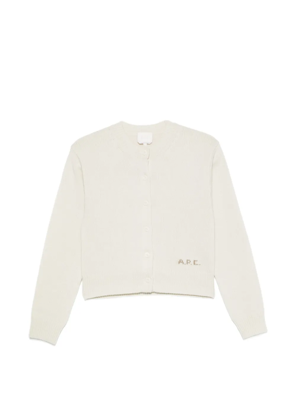 A.P.C. logo-embroidered ribbed-trim cardigan - Toni neutri