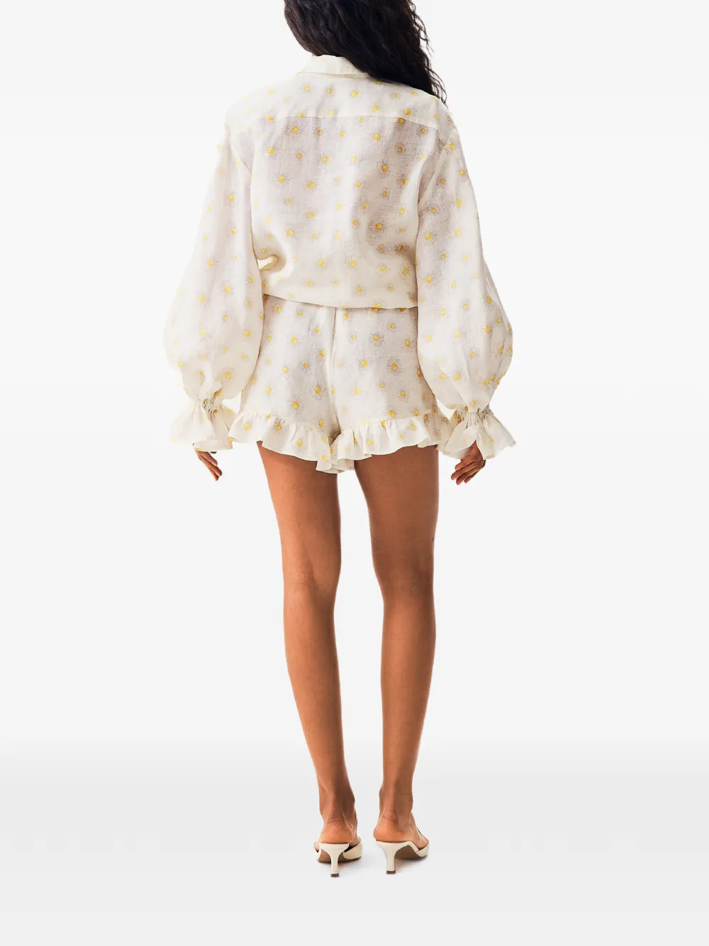 Sleeper Shorts met bloemenprint Beige