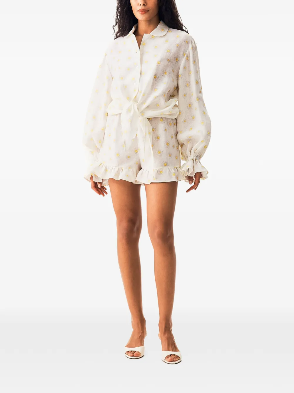 Sleeper Shorts met bloemenprint Beige