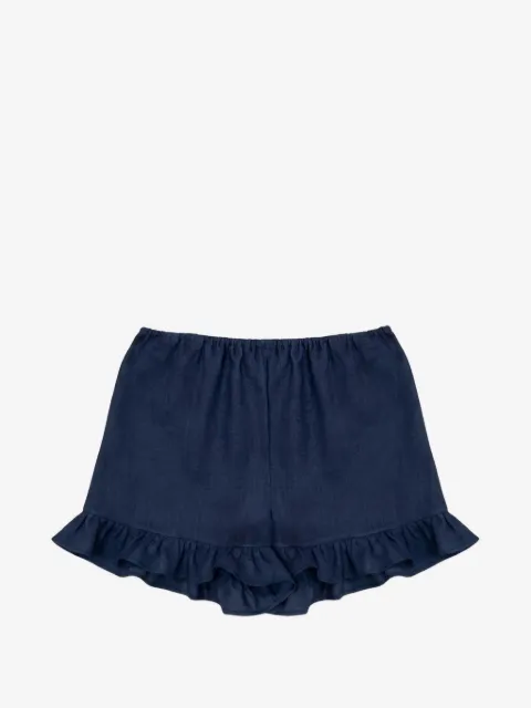 Sleeper ruffle-trim linen shorts