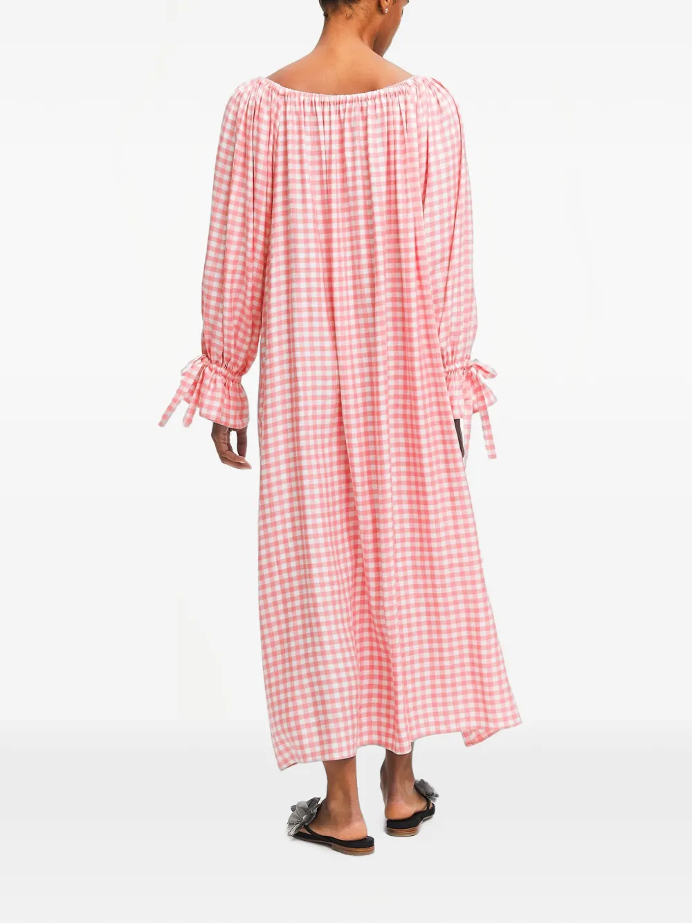 Sleeper Cha-Cha linnen maxi-jurk met gingham-ruit Roze