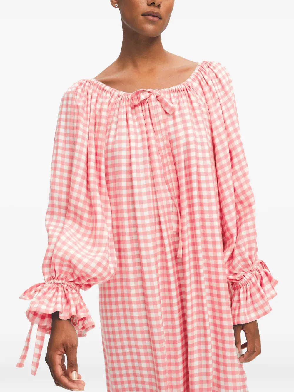 Sleeper Cha-Cha linnen maxi-jurk met gingham-ruit Roze