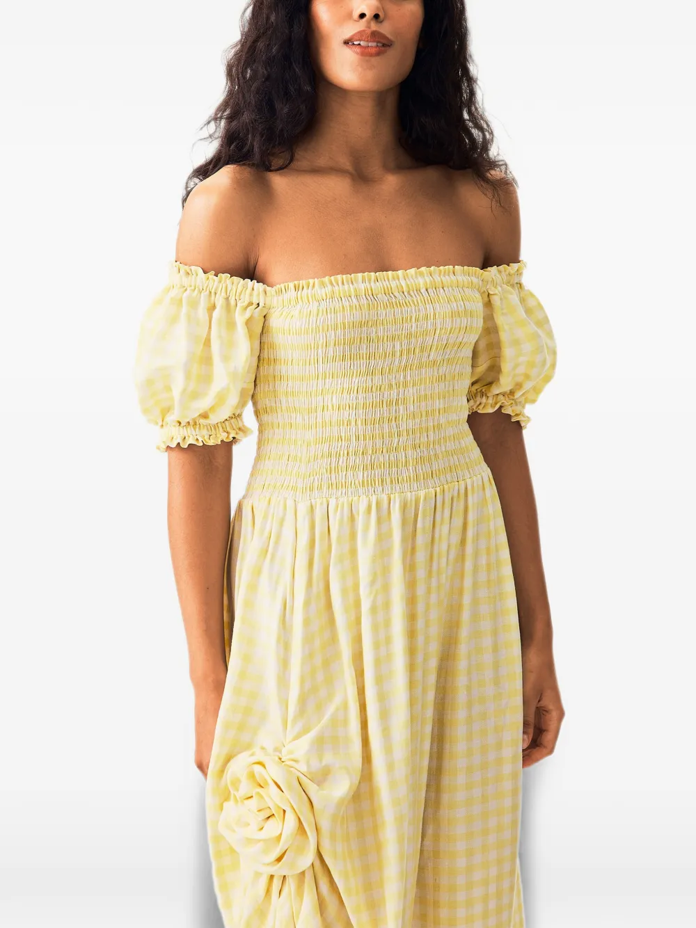 Sleeper Belle maxi-jurk met gingham-ruit Geel