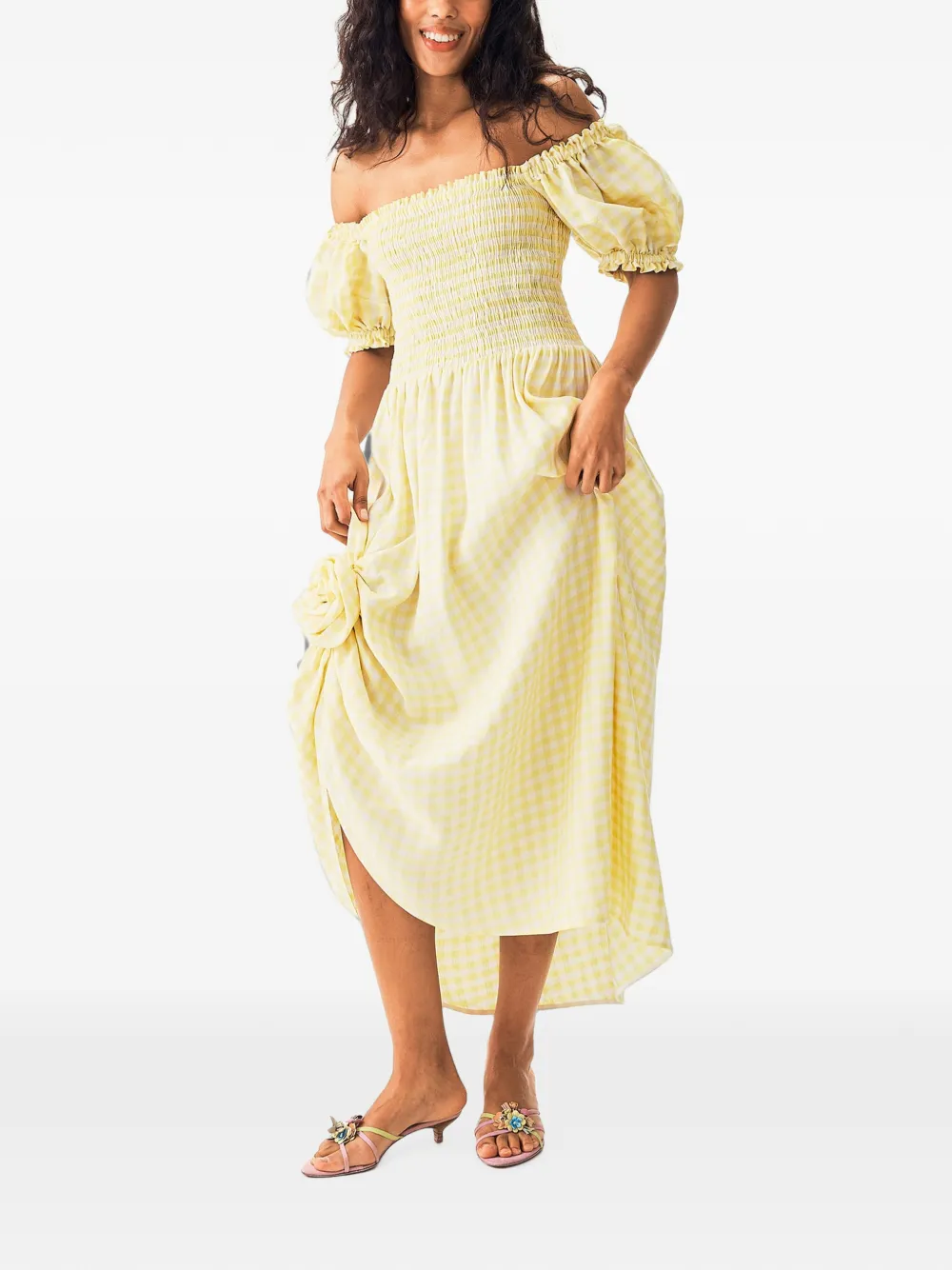 Sleeper Belle maxi-jurk met gingham-ruit Geel