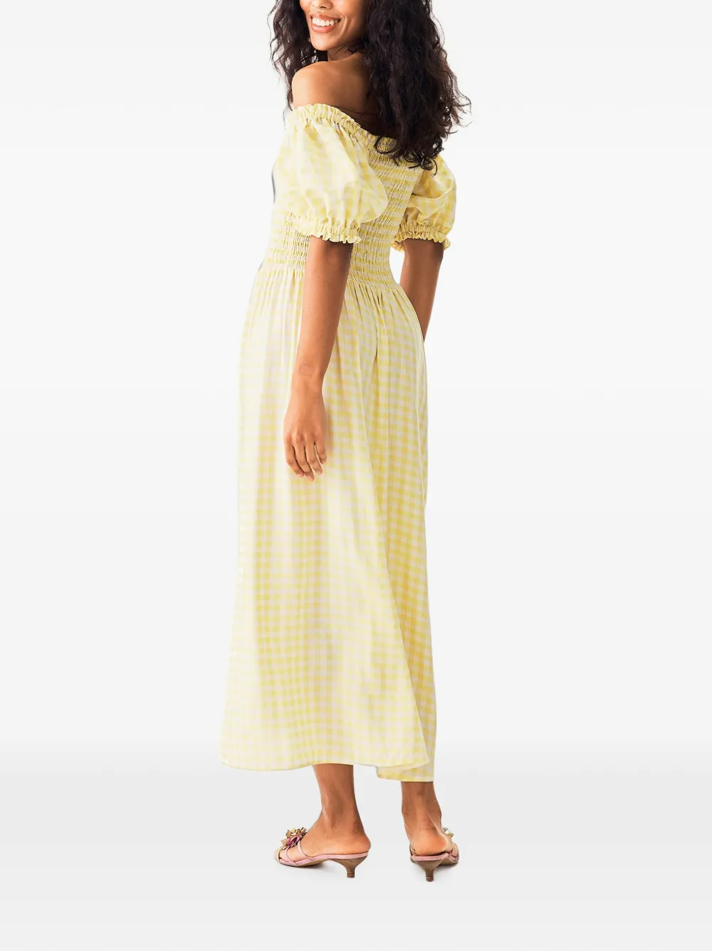 Sleeper Belle maxi-jurk met gingham-ruit Geel