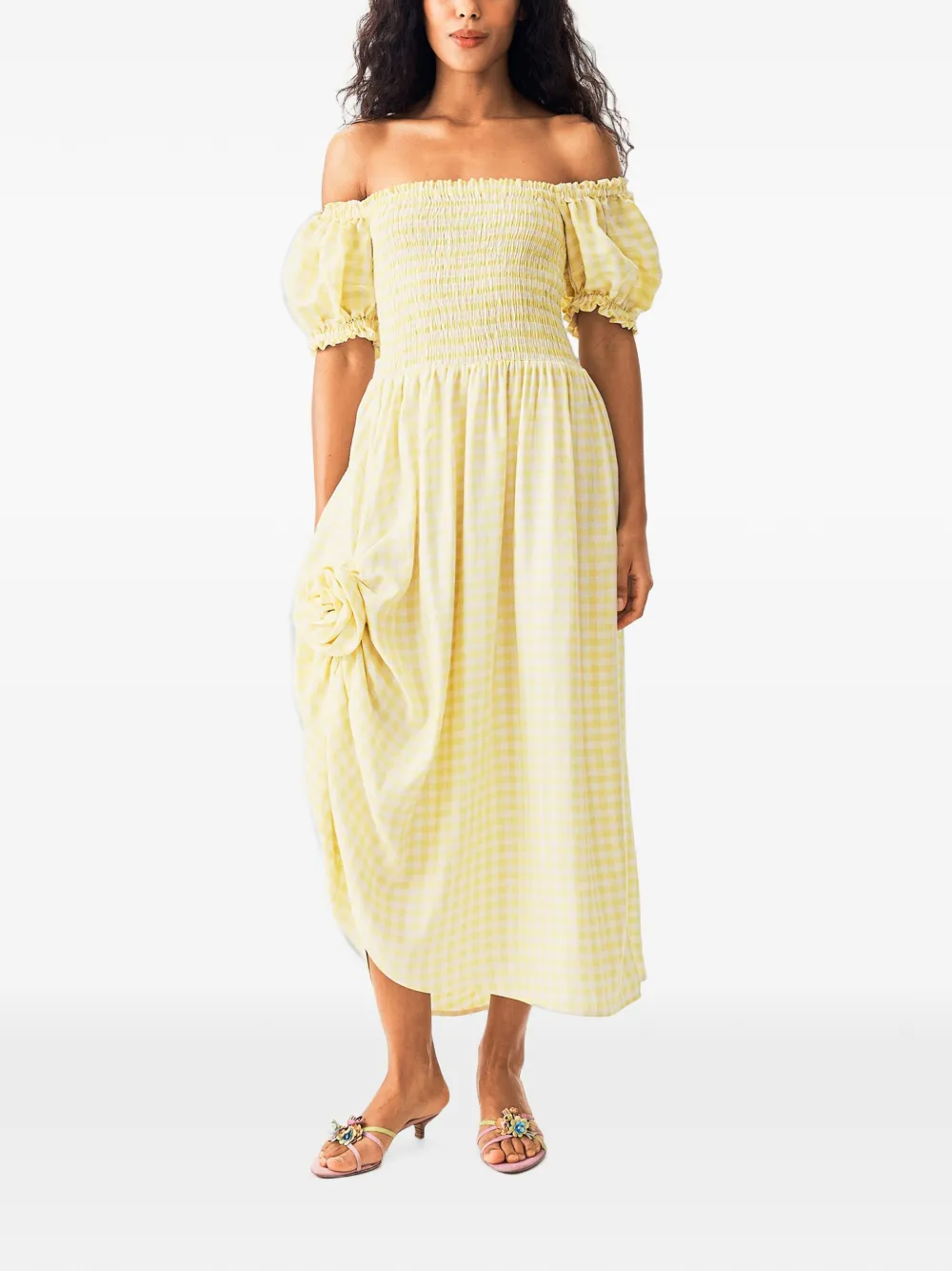 Sleeper Belle maxi-jurk met gingham-ruit Geel