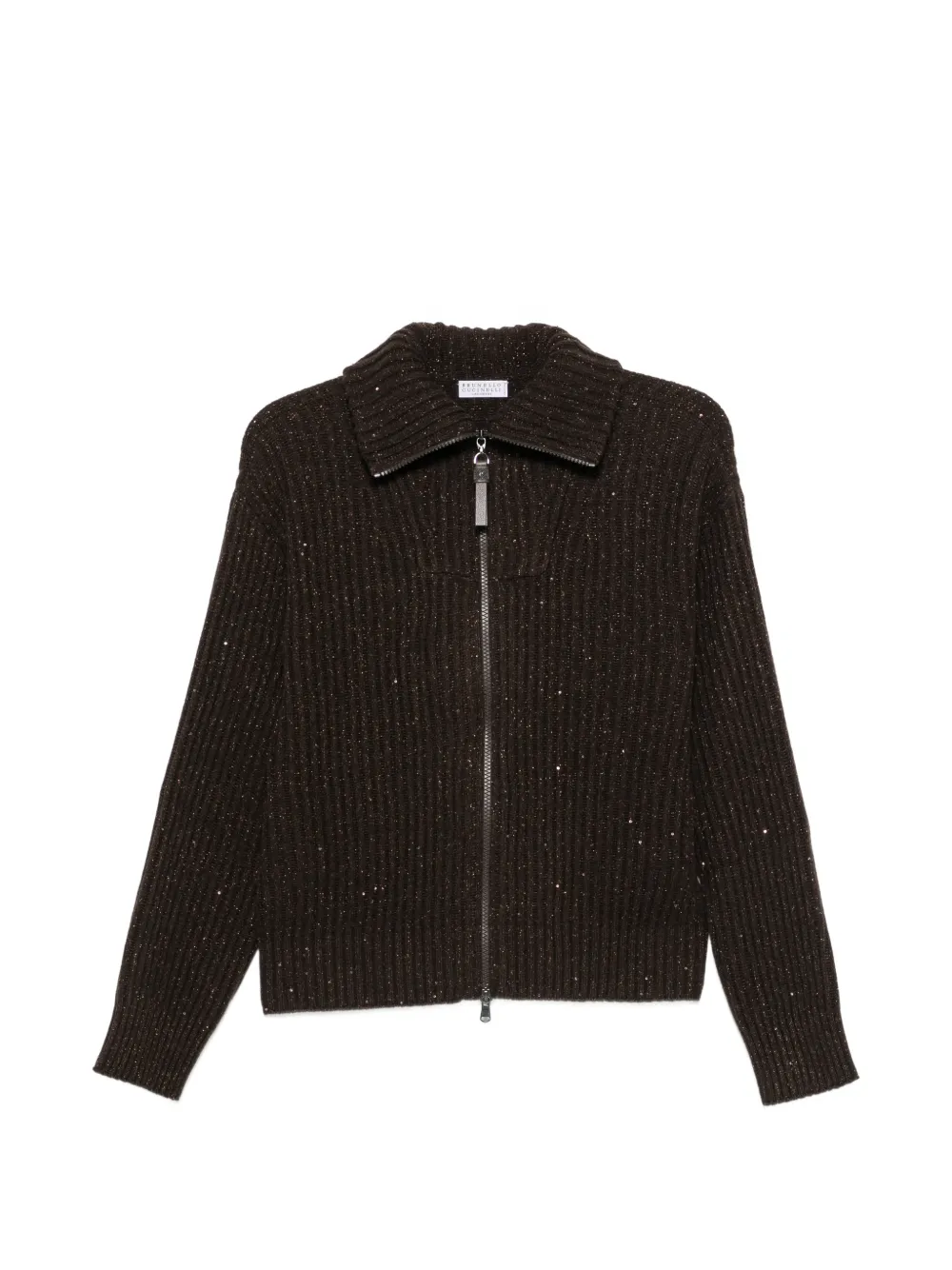 Brunello Cucinelli sequin-embellished ribbed cardigan - Braun