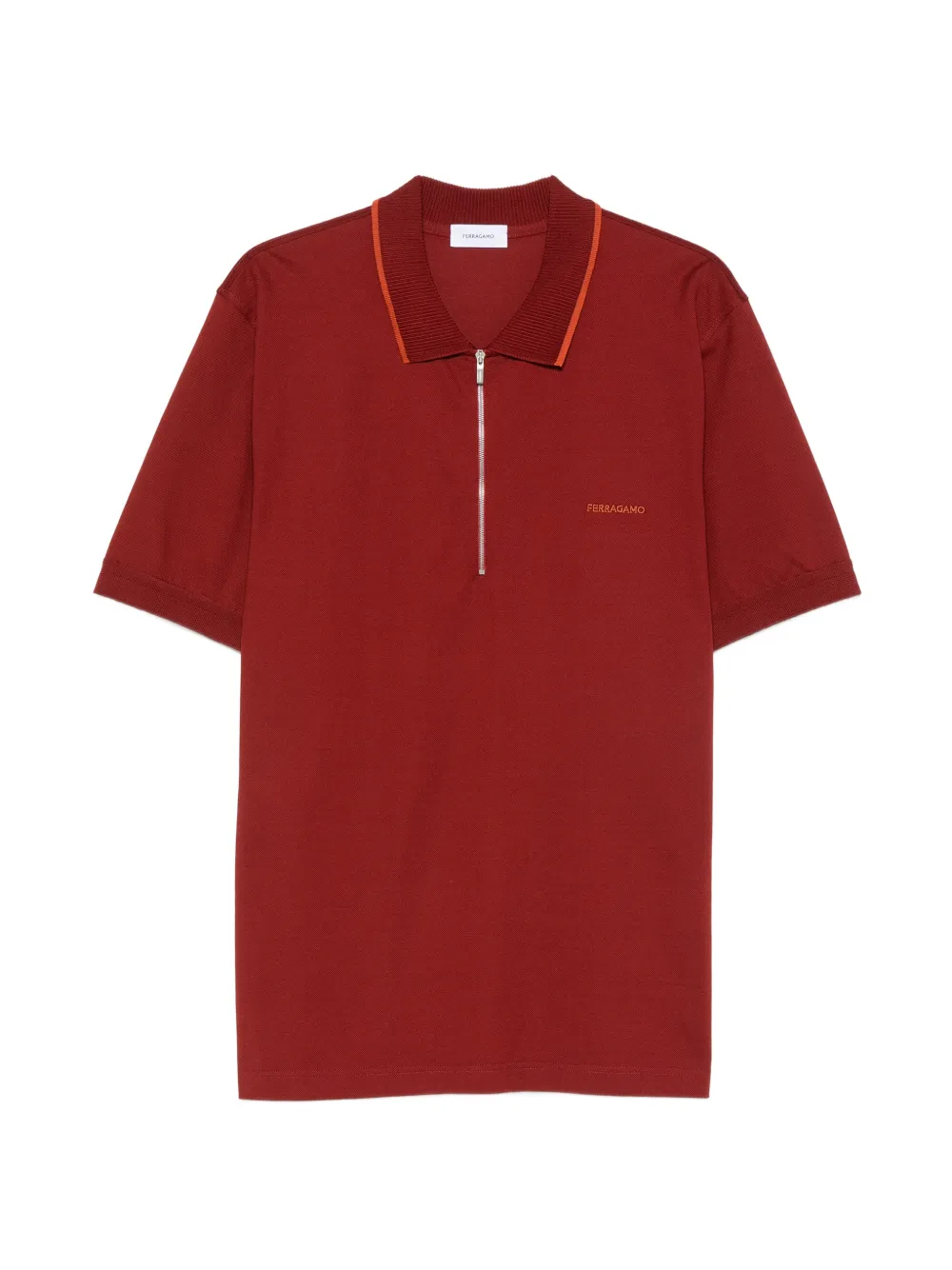 Ferragamo zip-fastening logo-embroidered polo shirt - Rot
