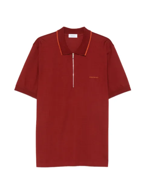 Ferragamo zip-fastening logo-embroidered polo shirt