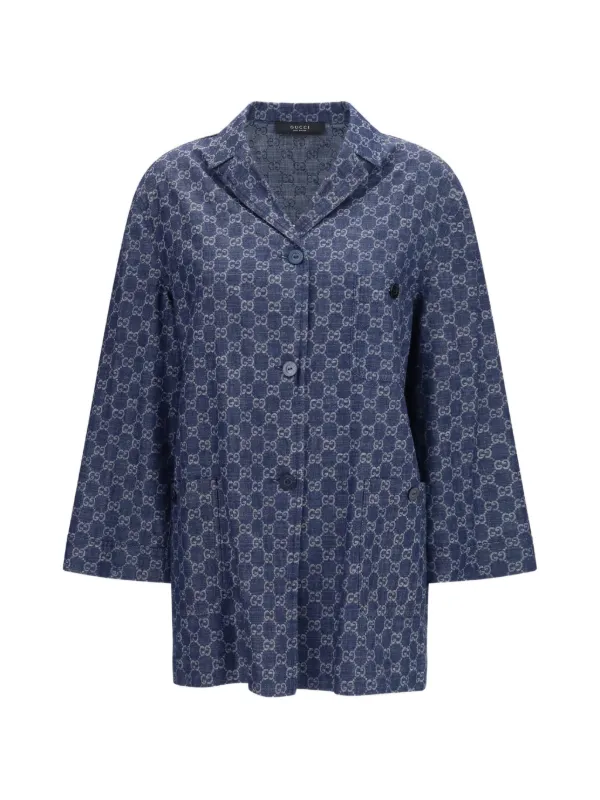 Gucci Jaqueta Jeans De Jacquard GG | Azul | FARFETCH BR