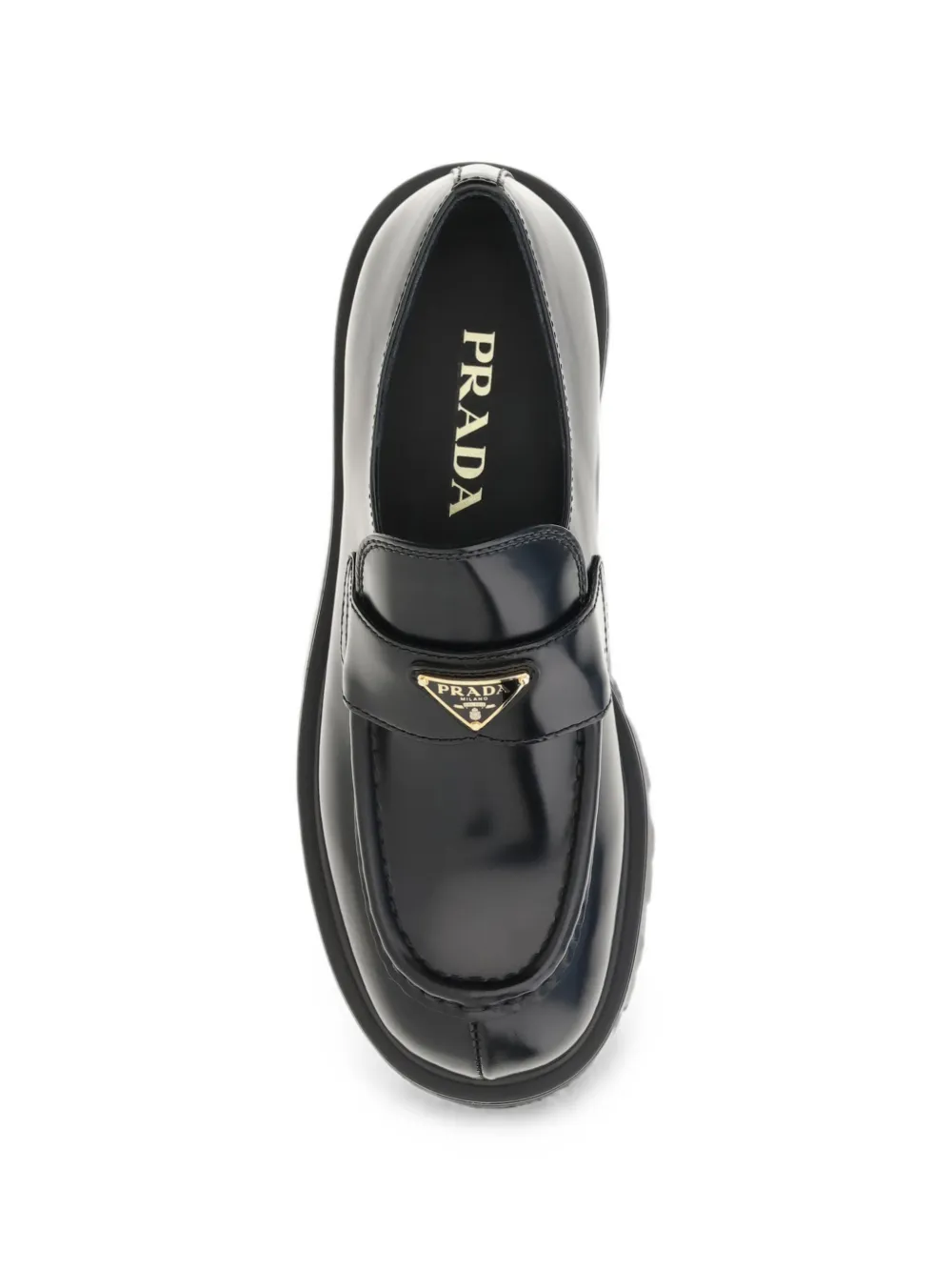 Prada logo-plaque chunky-sole loafers Zwart