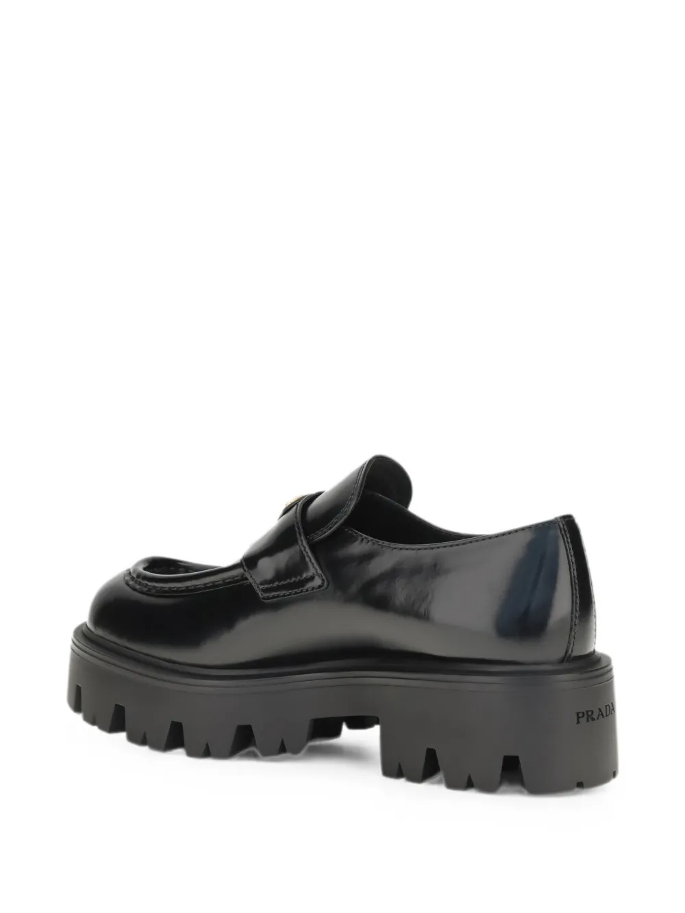 Prada logo-plaque chunky-sole loafers Zwart