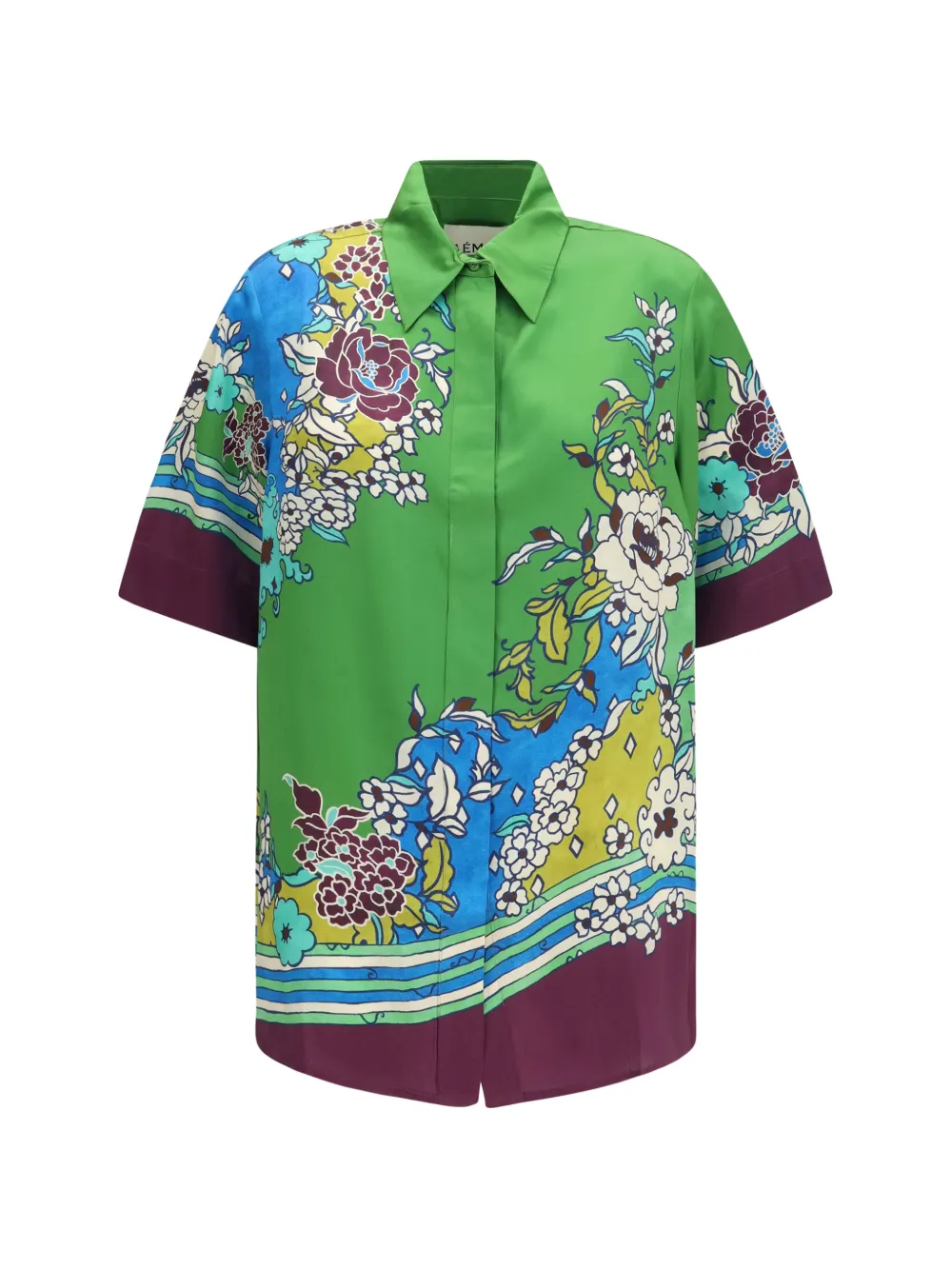 ALEMAIS floral-print silk shirt - Verde