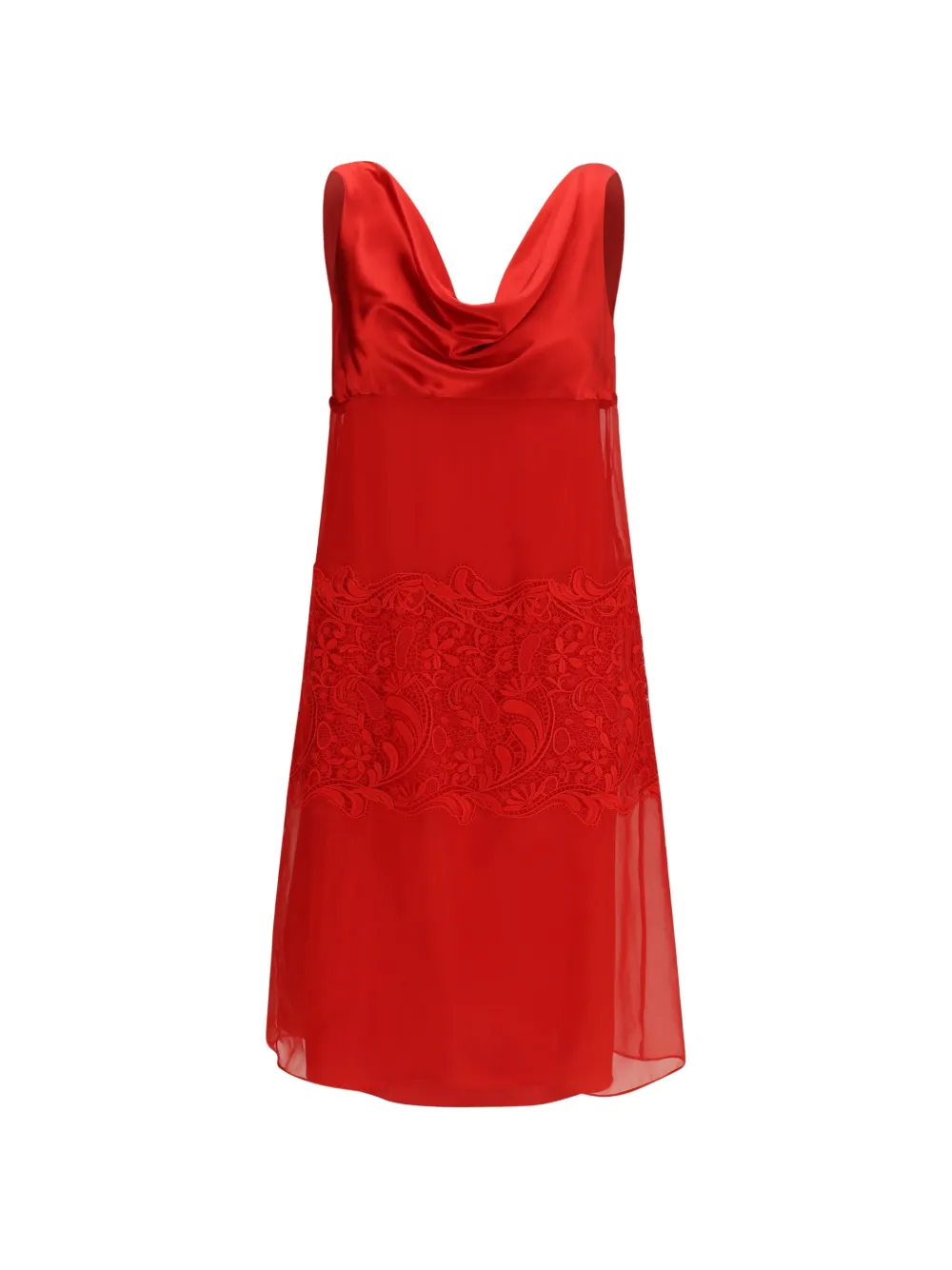 Ferragamo draped lace-embroidered mini party dress - Rosso