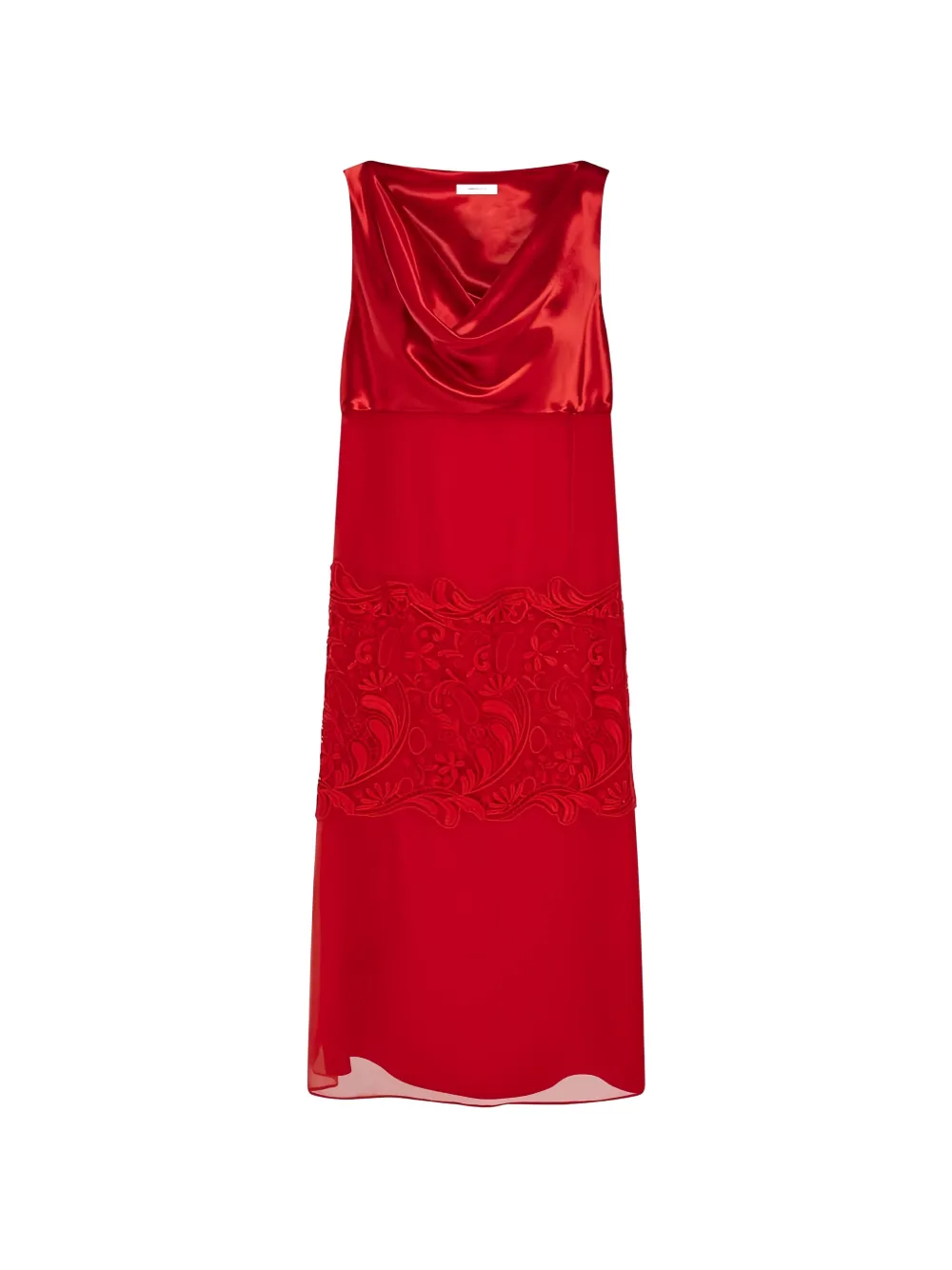 Ferragamo draped lace-embroidered mini party dress