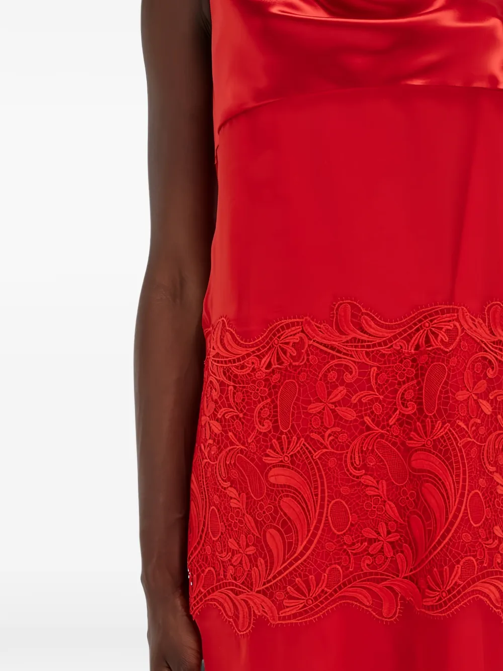 Ferragamo Gedrapeerde mini-jurk met geborduurd kant Rood