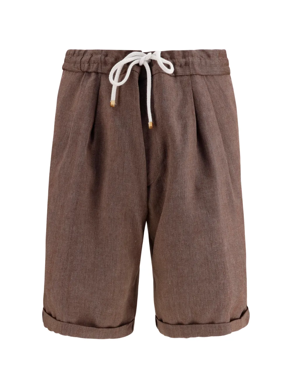 Brunello Cucinelli chevron-pattern pleated shorts - Brown