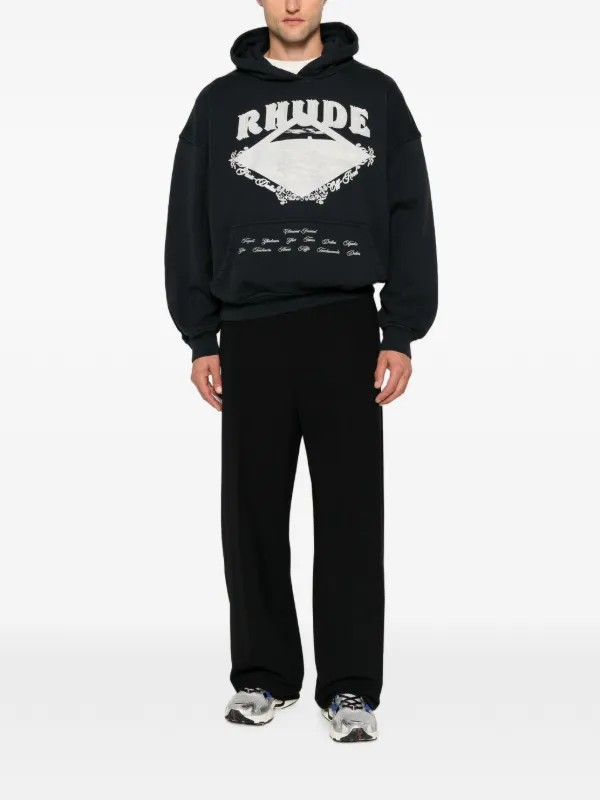 ルード RHUDE ■ フロント プリント フーディー プルオーバー パーカー 29345 RHUDE ロゴ パーカー | ブラック | FARFETCH JP