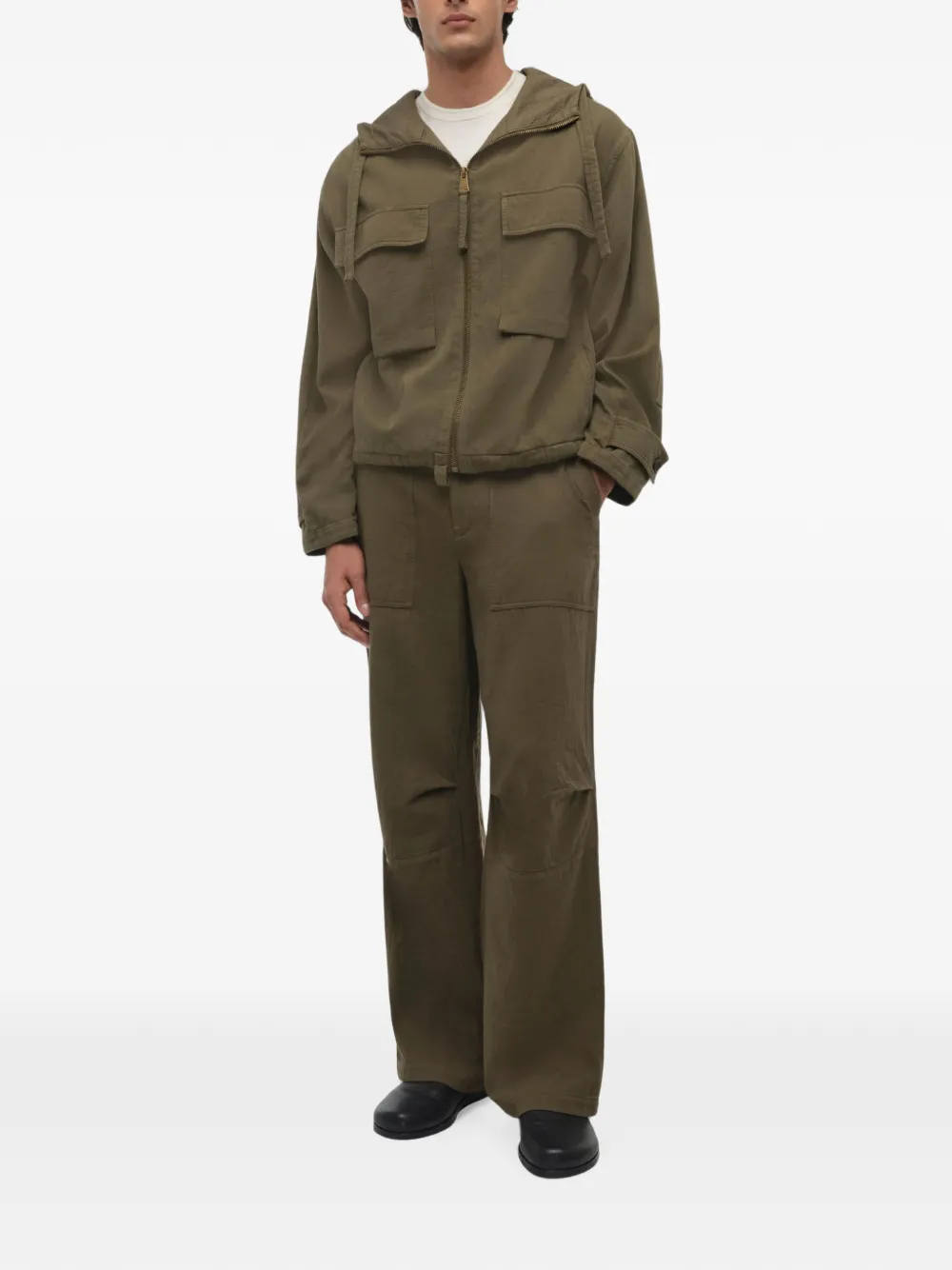SIMKHAI Hooded Field Jacket in Green, view 3