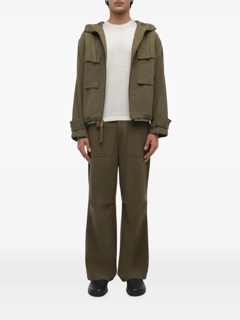 SIMKHAI Hooded Field Jacket in Green, view 2