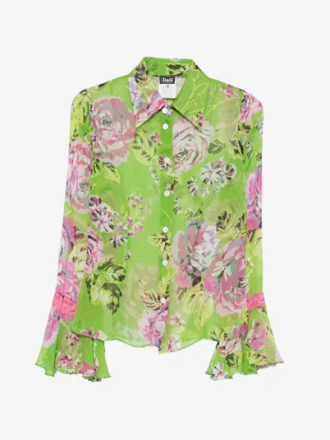 Dolce & Gabbana Pre-Owned 2000s floral-print flared-sleeve shirt