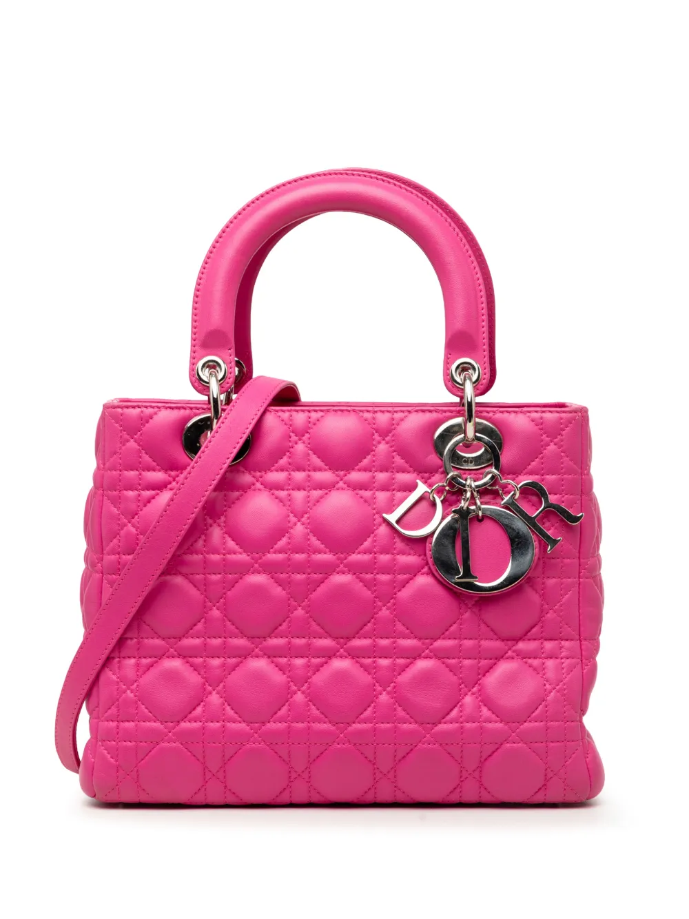 Christian Dior Pre-Owned Borsa a tracolla Lady Dior media in pelle di agnello con motivo Cannage 2011 - Rosa