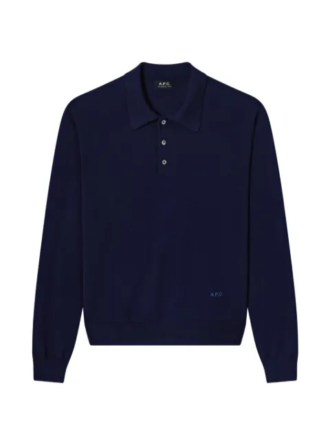 A.P.C. logo-embroidered long-sleeve polo shirt