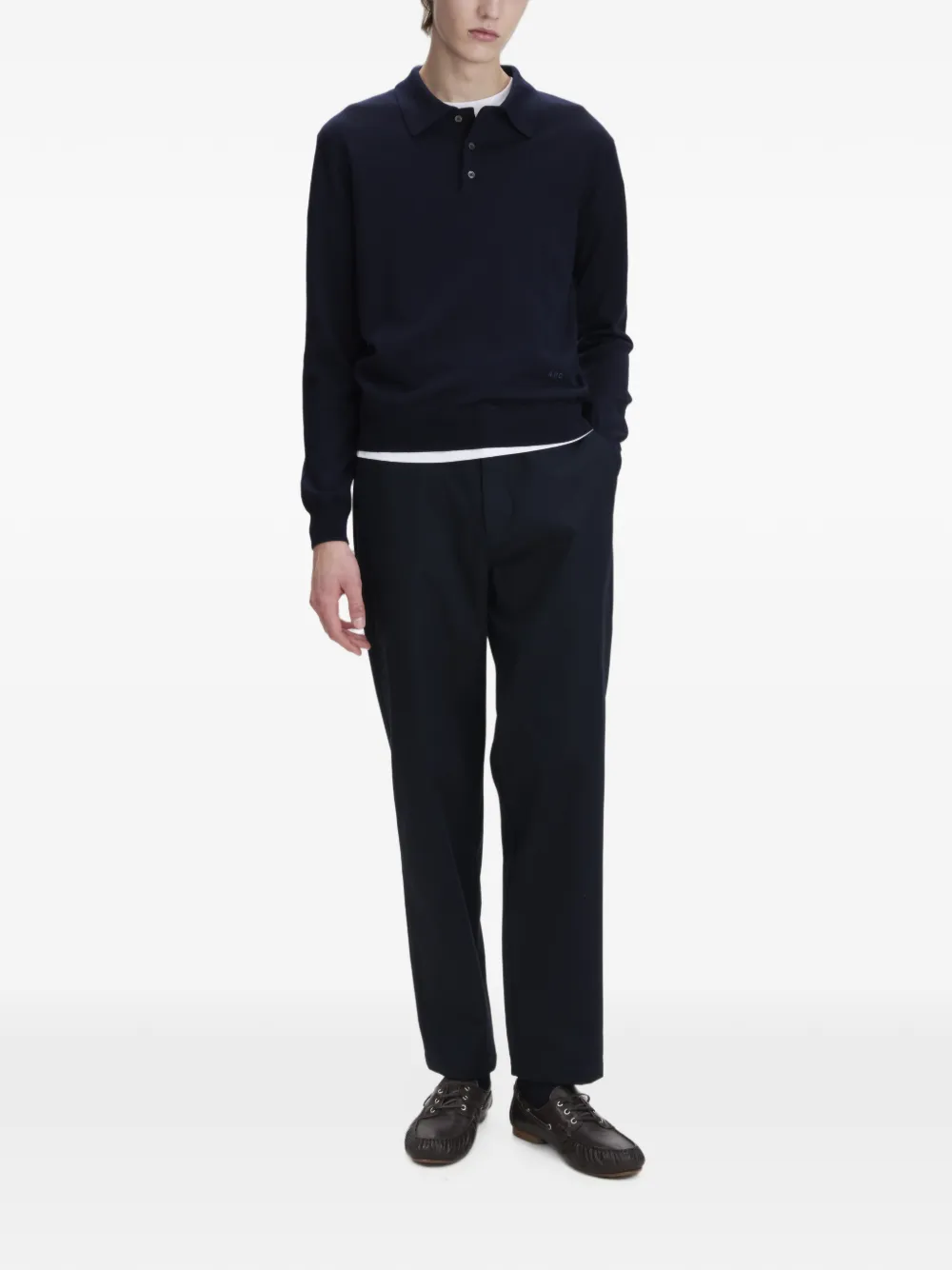A.P.C. Poloshirt met lange mouwen Blauw