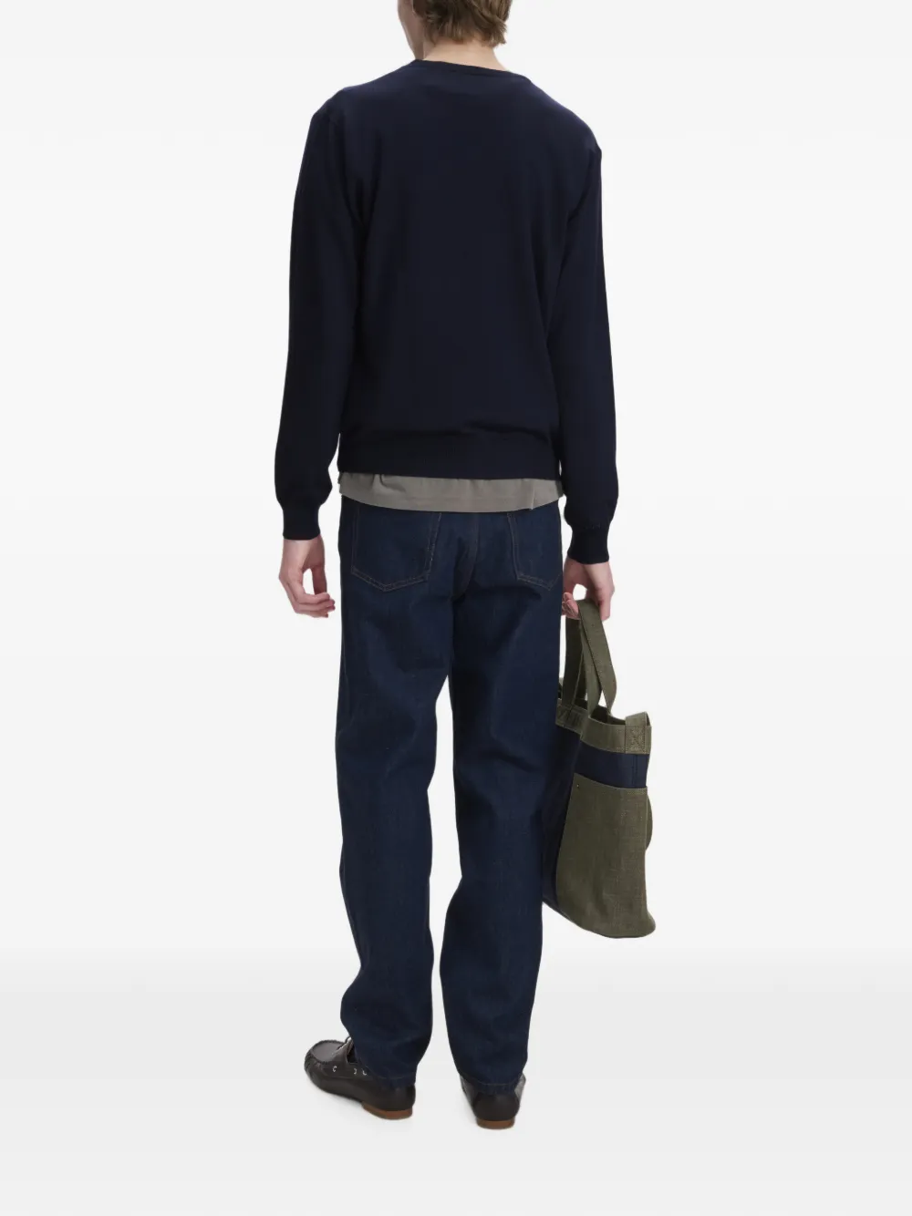 A.P.C. Mathieu trui met geborduurd logo Blauw