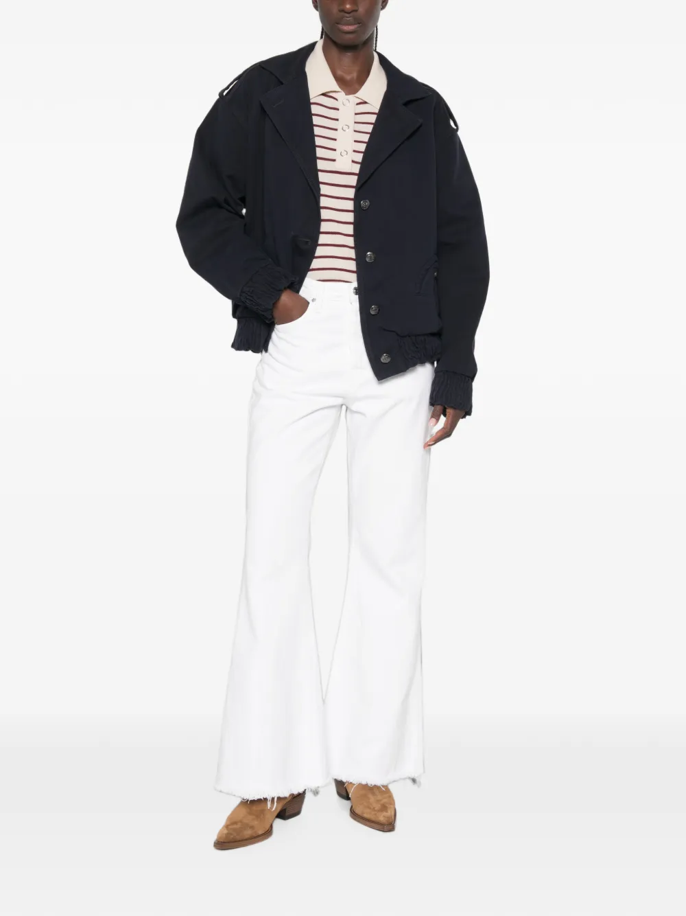 FRAME Jeans met franje afwerking Wit