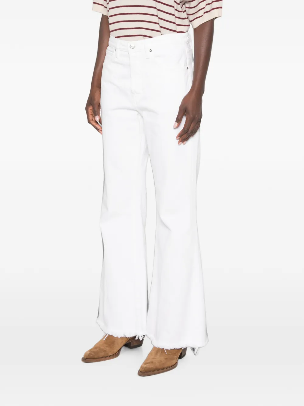 FRAME Jeans met franje afwerking Wit