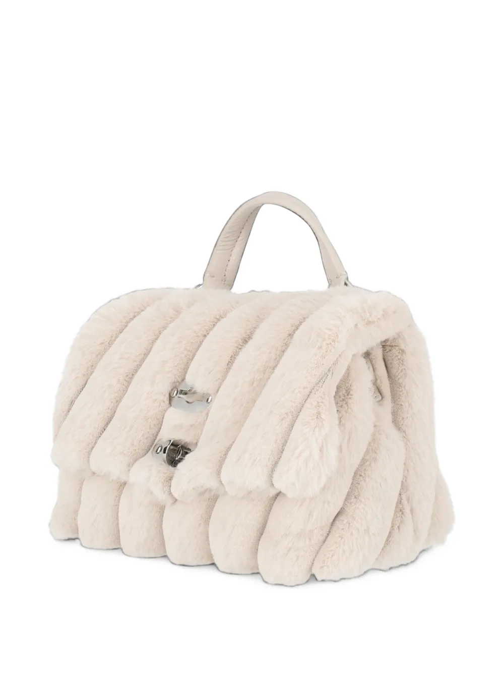 Zanellato Postina Fiocco faux-fur shoulder bag Wit