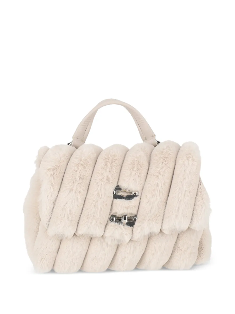 Zanellato Postina Fiocco faux-fur shoulder bag - Bianco