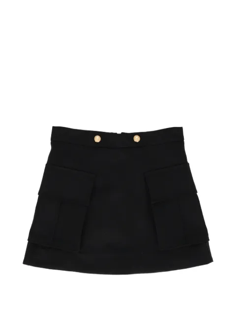 Balmain Kids logo-button flap-pocket skirt