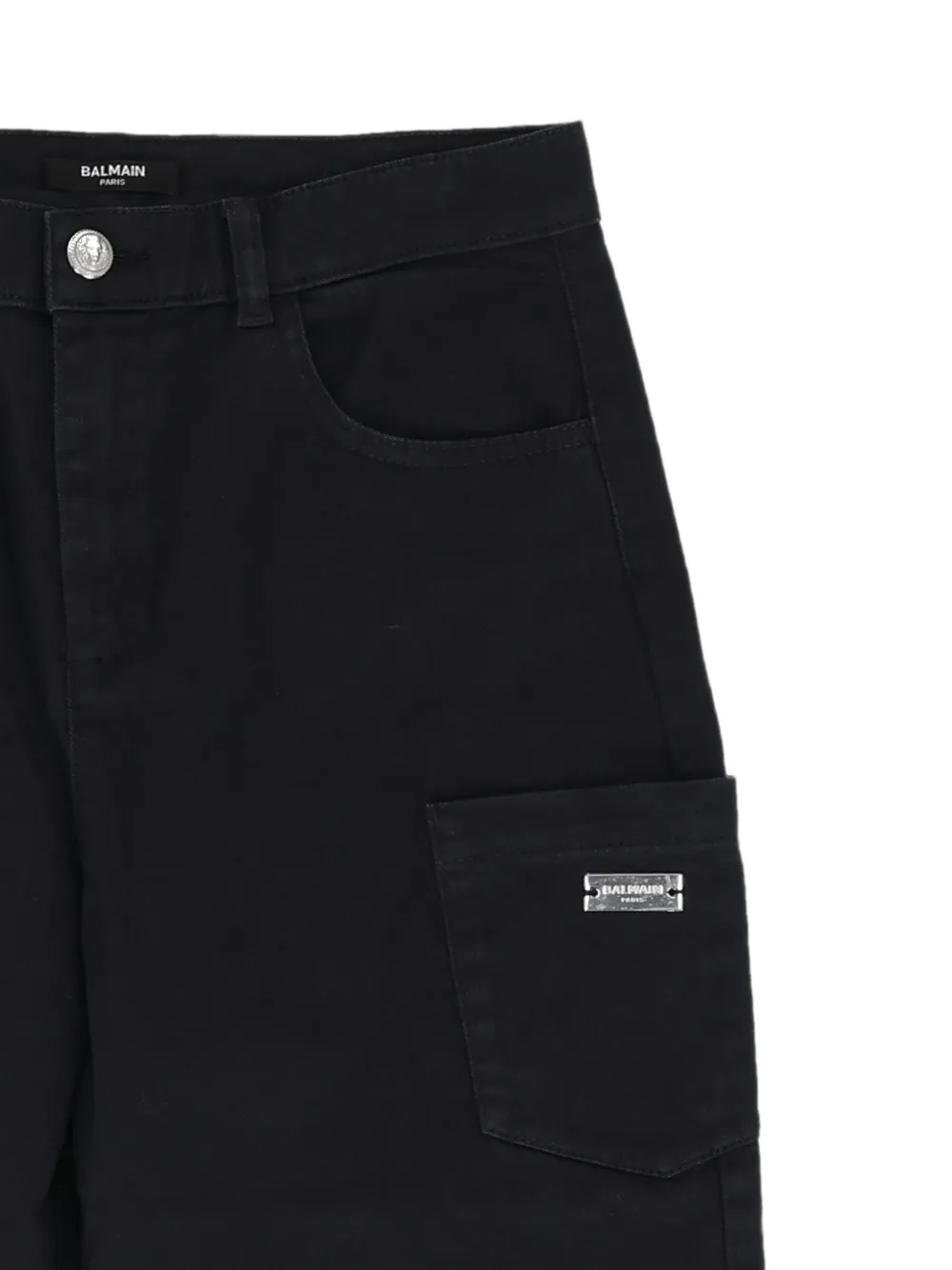 Balmain Kids Cargo jeans met logoplakkaat Zwart
