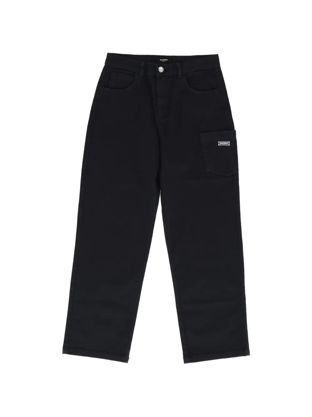 Balmain Kids logo-plaque cargo jeans - Nero