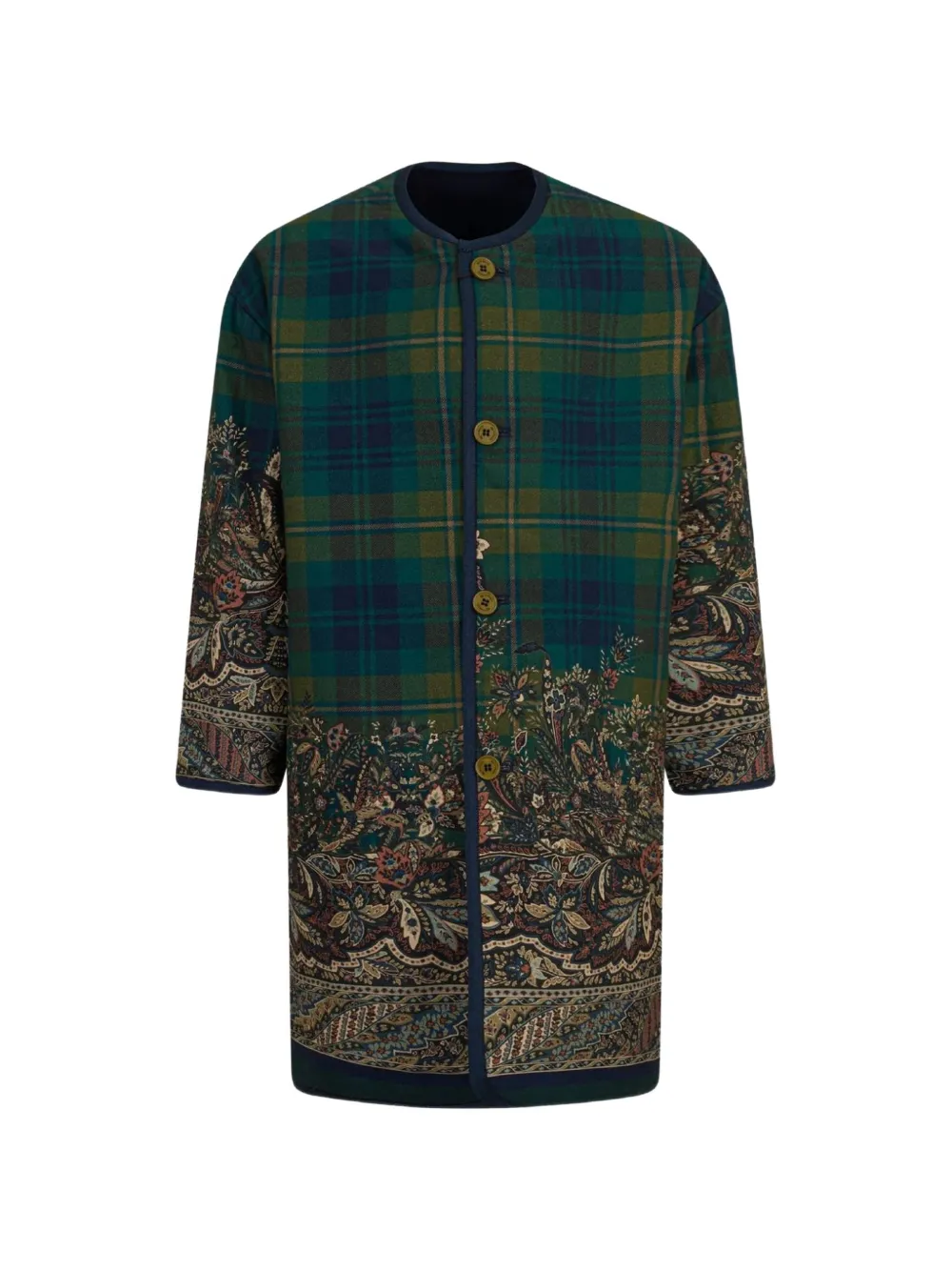 ETRO KIDS Paisley-pattern tartan coat - Verde