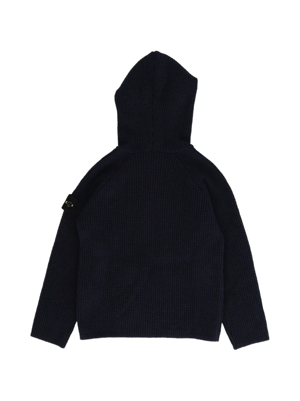 Stone Island Junior Compass-patch waffle-knit hoodie Blauw