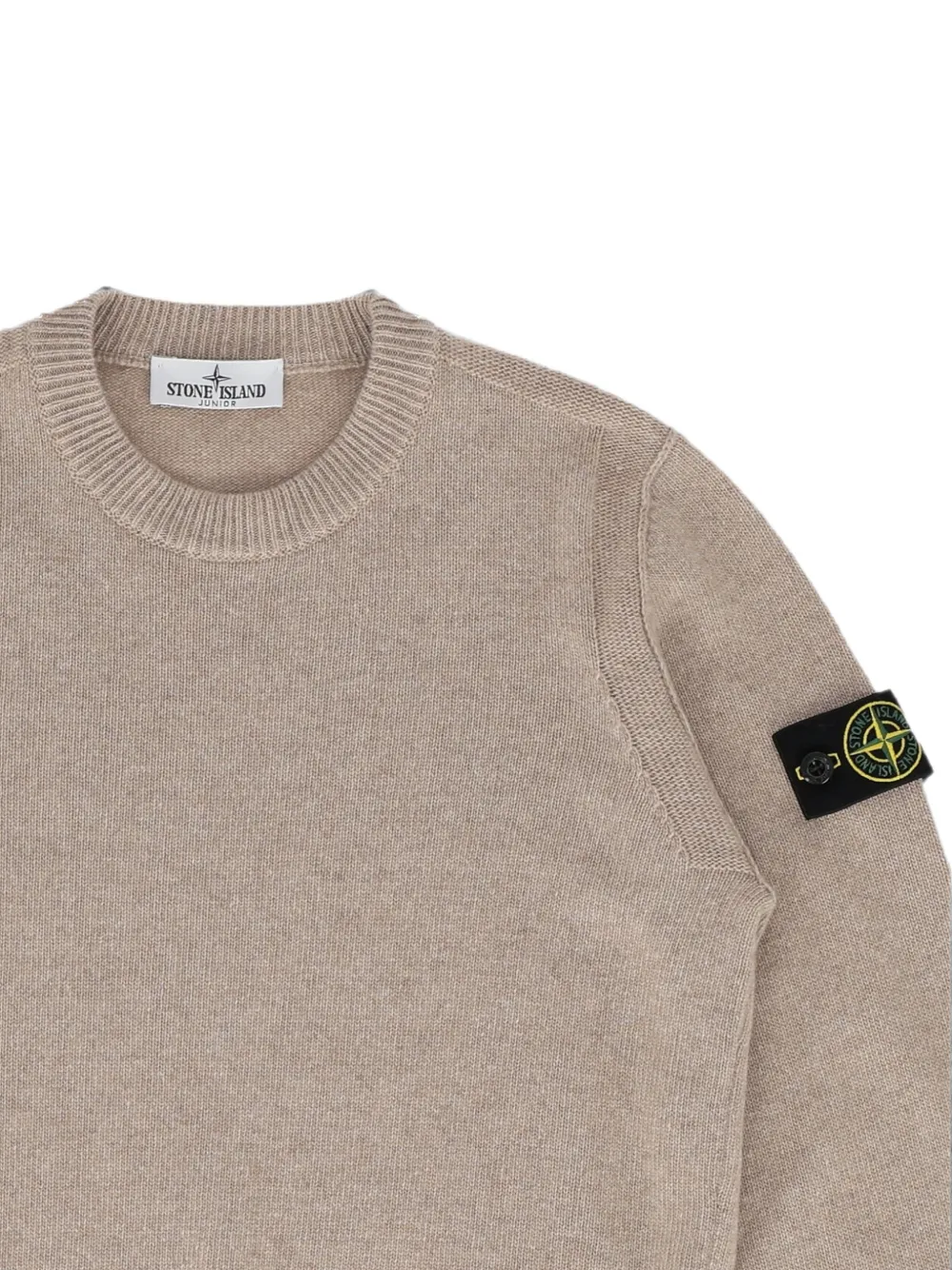 Stone Island Junior Trui met logopatch en lange mouwen Beige