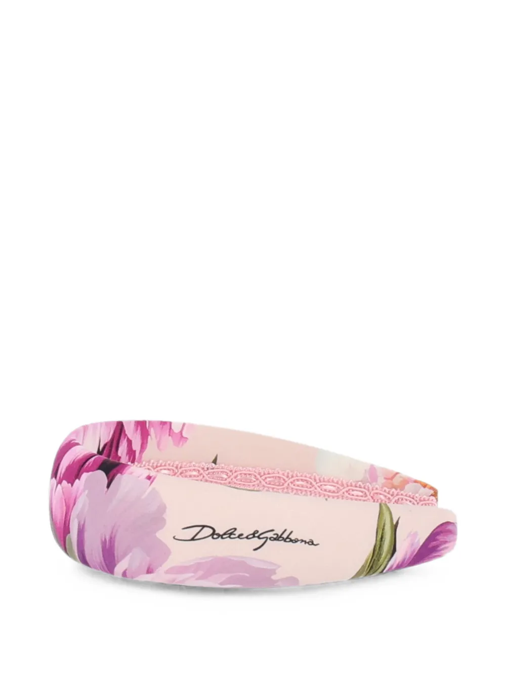 Dolce & Gabbana Kids Popeline haarband met pioenprint Roze
